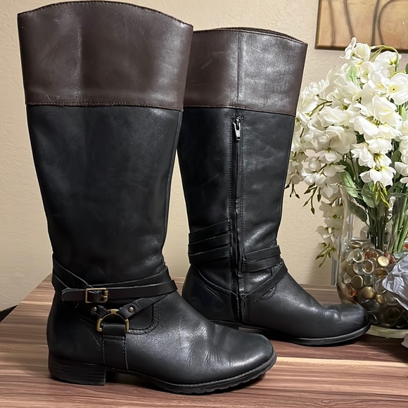 Ralph Lauren, Savion black and brown leather riding boots - Picture 3 of 14